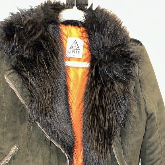 UNIF Amelia Fur Bomber Jacket XS rare - Picture 3 of 6
